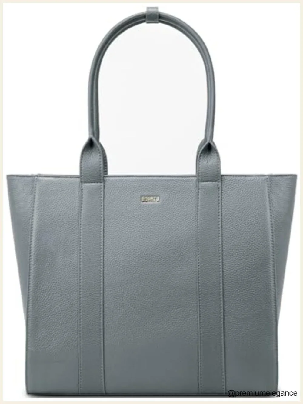 Full-Grain Pebbled Genuine Leather Work Tote, 15.6